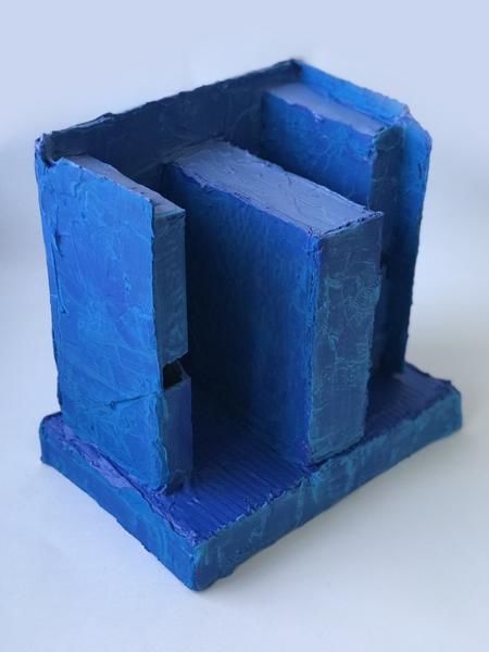 Blue Monochrome Object, No. 34, BM34, bm34.23, Mixed media, 18,01 cm x 26,01 cm x dd cm, 2023